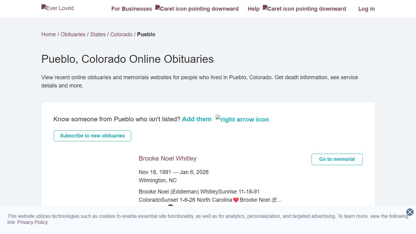 Pueblo, Colorado Online Obituaries Ever Loved