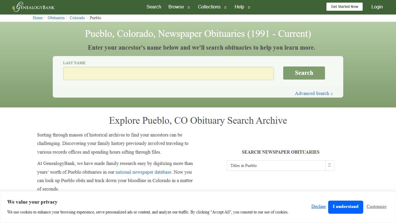 Pueblo, Colorado Obituary Archive Search GenealogyBank